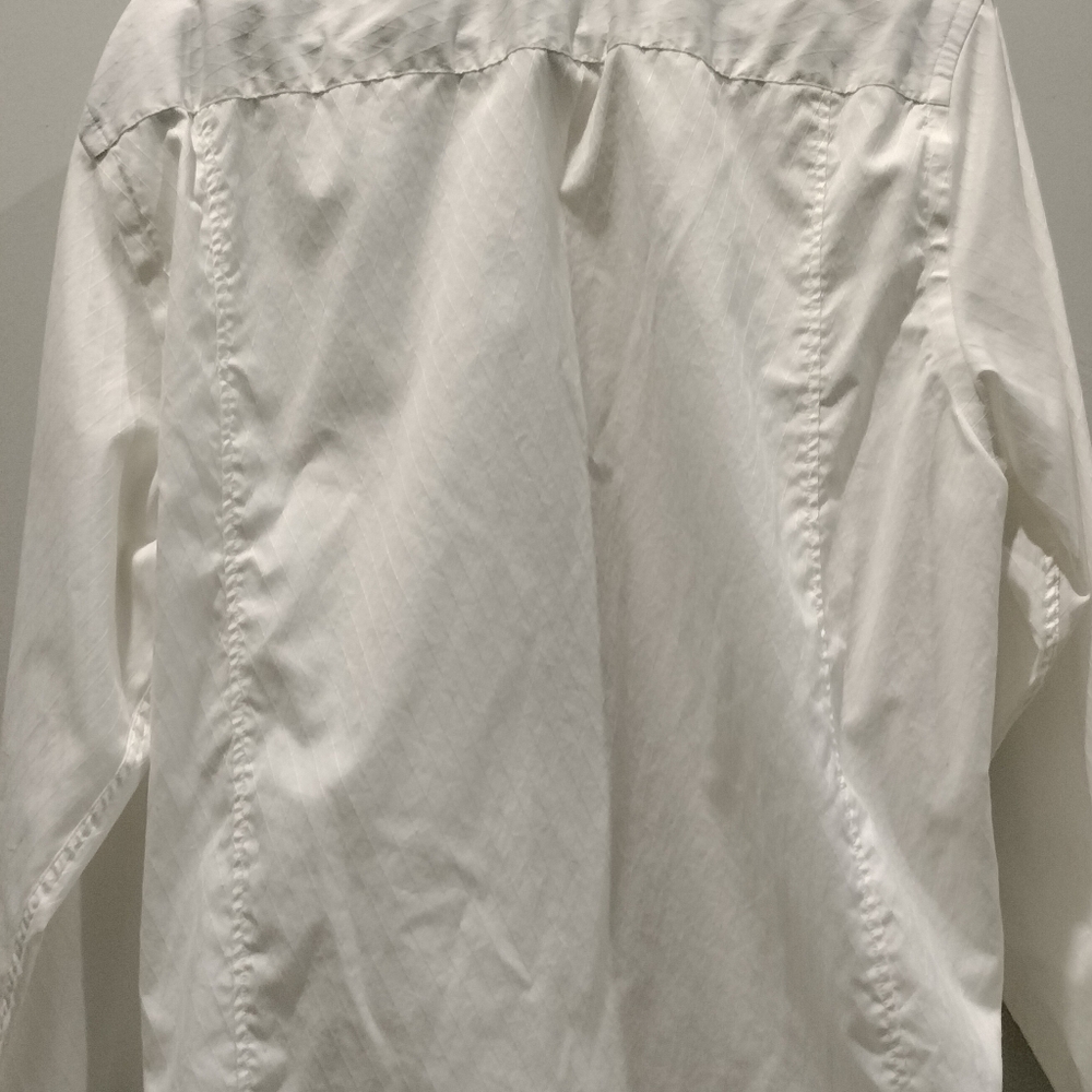 Men's Zagiri White Button Up Long Sleeve Dress Shirt Inside Grey Cuffs Large - Picture 4 of 6